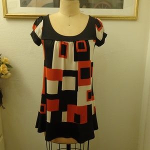 Forever 21 Mod Colorblock Red and Black Blouse Top